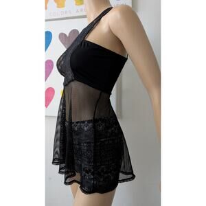 coquette black fishnet babydoll